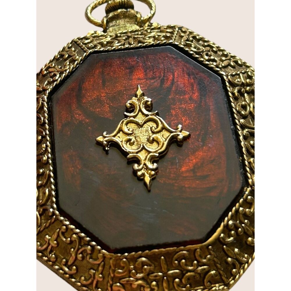 ✨ VTG MAX FACTOR GOLDEN SIGNET POCKET WATCH PENDANT STYLE POWDER COMPACT